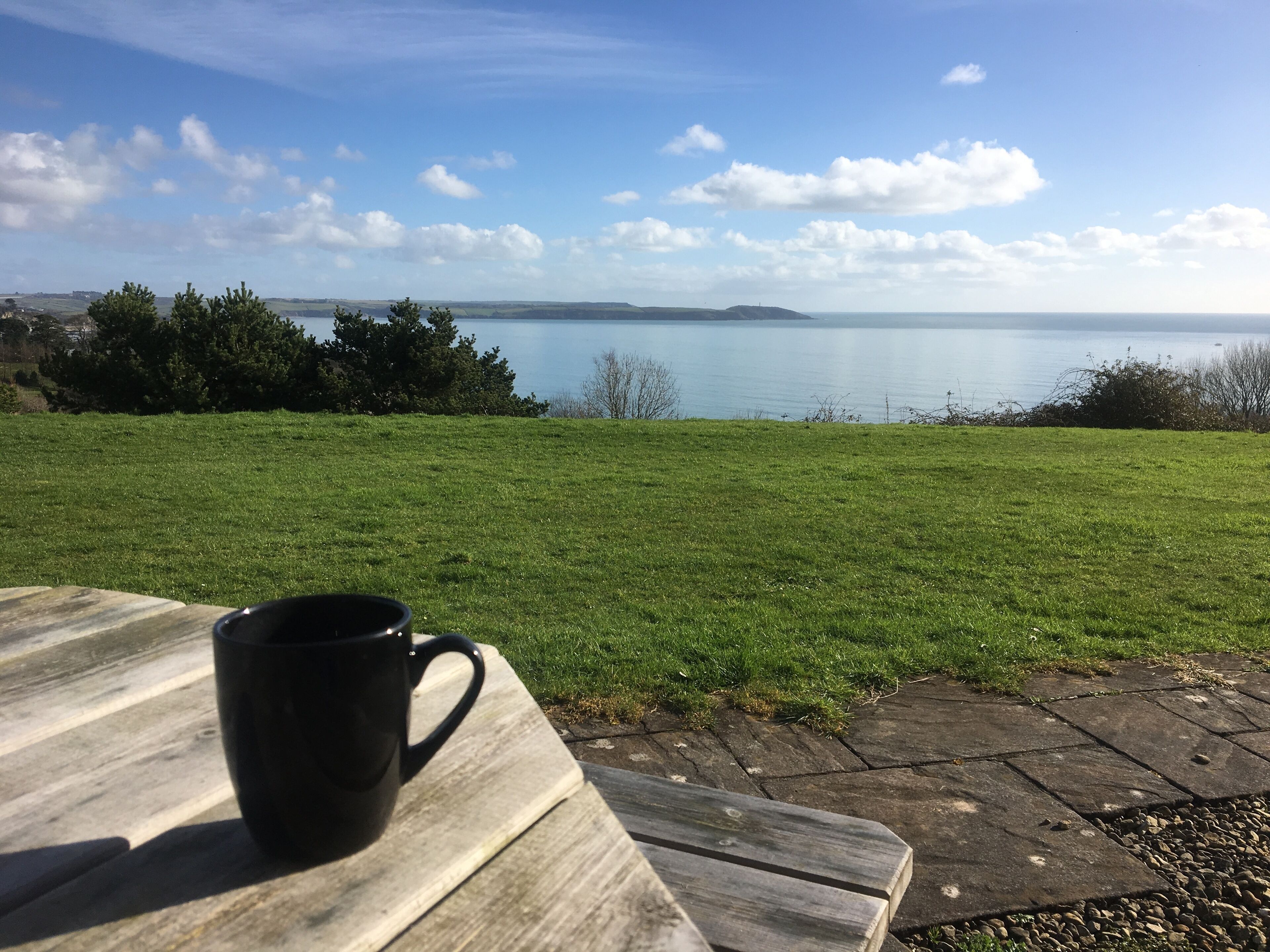 the patio is a great place to relax with a coffee.