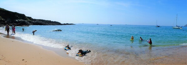 Beach nearby, sun loungers