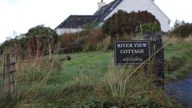 A sign for River View Cottage indicating self-catering accommodation. - Traditional Croft Cottage Overlooking The Snizort River - Portree, Isle Of Skye (Portree)