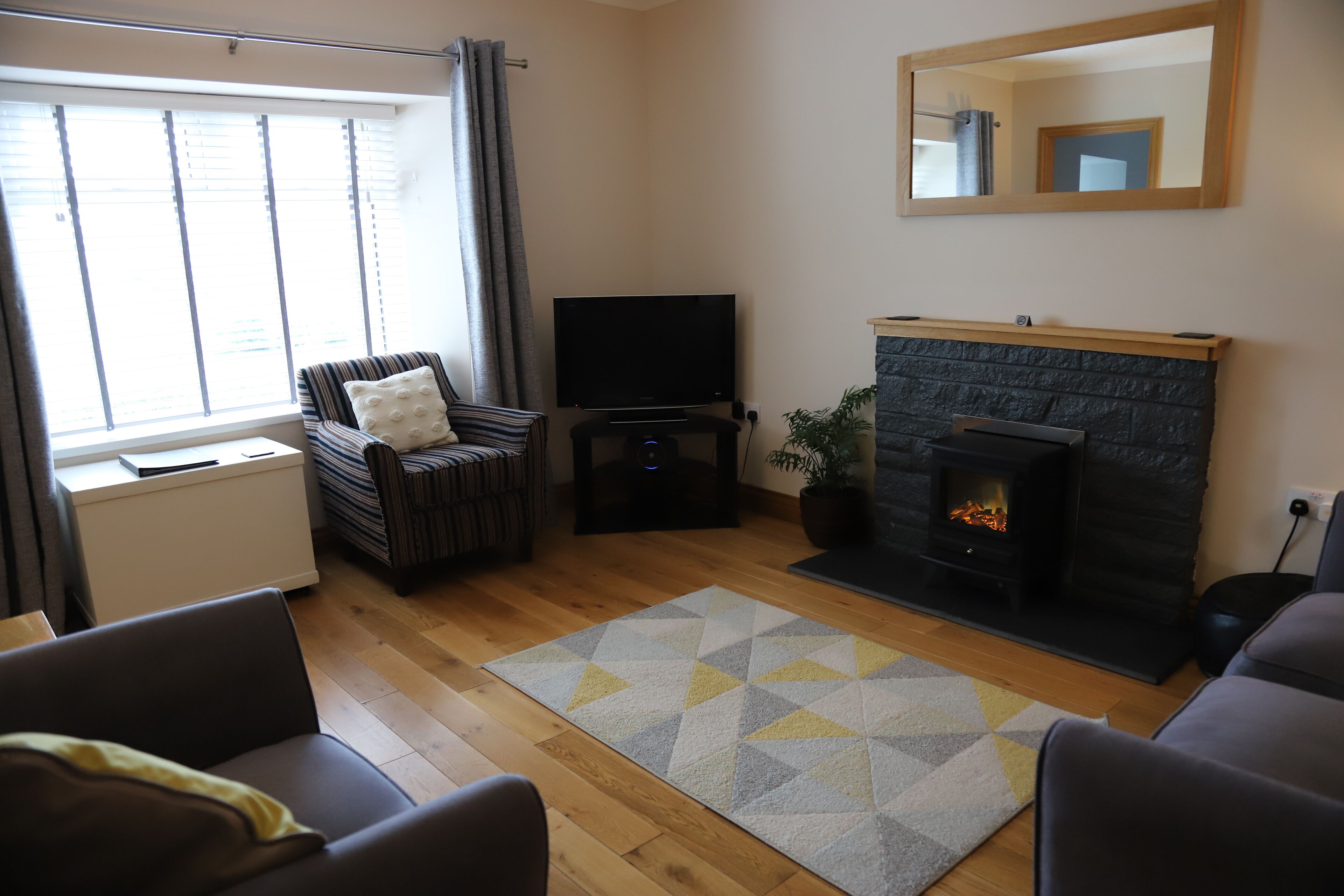 Fernseher, Kamin, Bücher