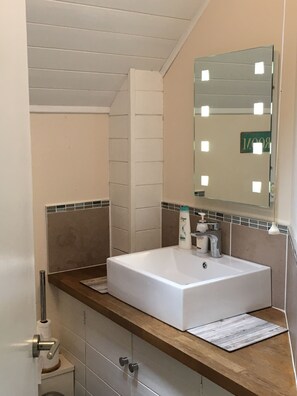 Baignoire, sèche-cheveux, savon, papier toilette