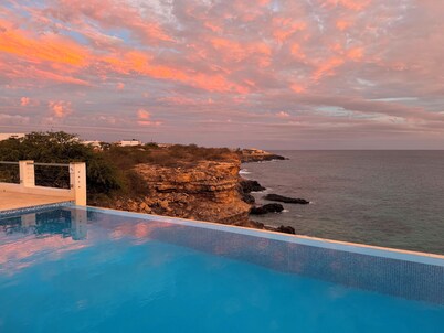 Villa with private pool, Maio Island, Cape Verde Archipelago, terraces with ocean views