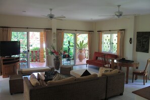 TV, DVD player, books