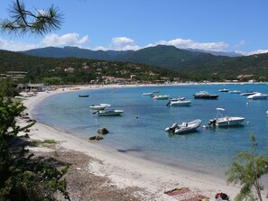 Playa en los alrededores y camastros 
