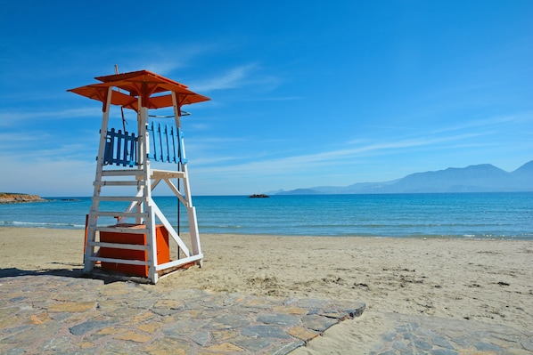 On the beach, beach towels