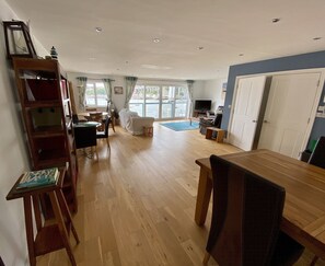 TV, DVD player, books