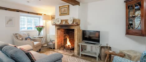 Smart-TV, Kamin, DVD-Player, Bücher