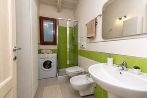 Ducha, secador de pelo, bidé y toallas