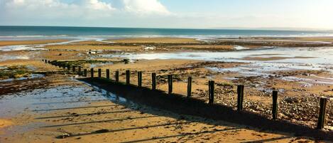 Beach nearby, sun loungers