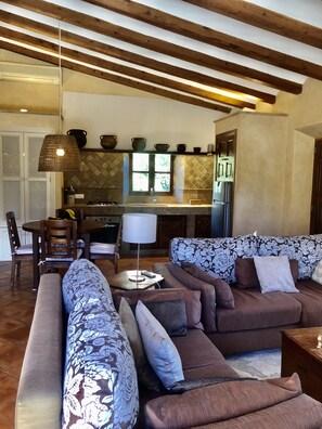 TV, DVD player, books, stereo