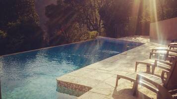 An infinity pool, a heated pool