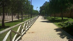 A paved pathway lined with trees and a metal fence on one side. - Stylish Luxury Apartment, Stunning Pool and Gardens, Secluded Beach (Estepona)