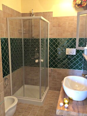 Regadera, secadora de cabello, batas, bidet 