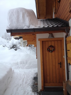 Front door in January - lots of snow!