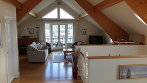 TV, DVD player, books, video library