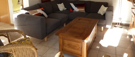 Televisión, chimenea y reproductor de DVD