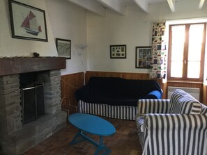 TV, fireplace, DVD player