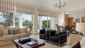 Smart TV, fireplace, video games, DVD player