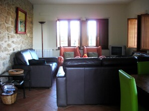 TV, fireplace, ping pong, books