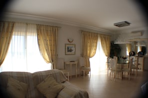 TV, lareira, DVD player, livros