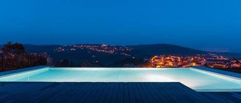 Outdoor pool, pool umbrellas