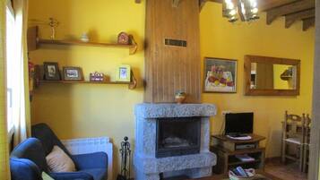 Fernseher, Kamin, DVD-Player