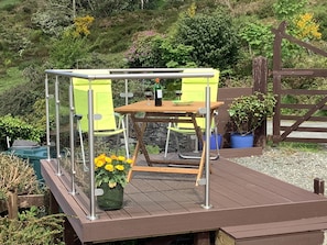 Guest decking with lake and mountain views