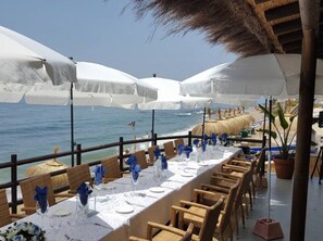 Outdoor dining - Very spacious family villa with large private heated pool & beautiful sea views (Marbella)