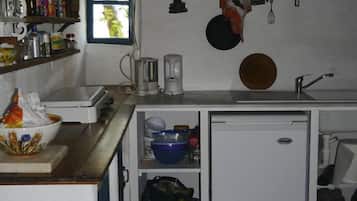 Fridge, stovetop, cookware/dishes/utensils