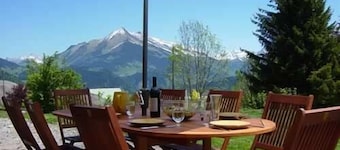 Stunning detached chalet with a large garden and views, Swiss Alps for 11 people