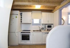 Kühlschrank, Mikrowelle, Herdplatte, Geschirrspüler