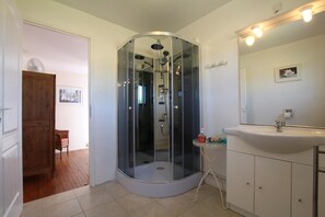 Shower, hair dryer, towels, toilet paper - Maison Lajus, a restored Farmhouse With Private Pool (Luc-Armau)