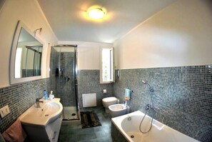 Combined shower/tub, hair dryer, bidet, towels - Geneva villa, a holiday you will never forget (Palermo)