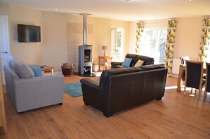 Smart TV, DVD player, books, video library