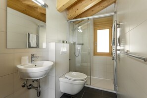 Combined shower/tub, hair dryer, towels