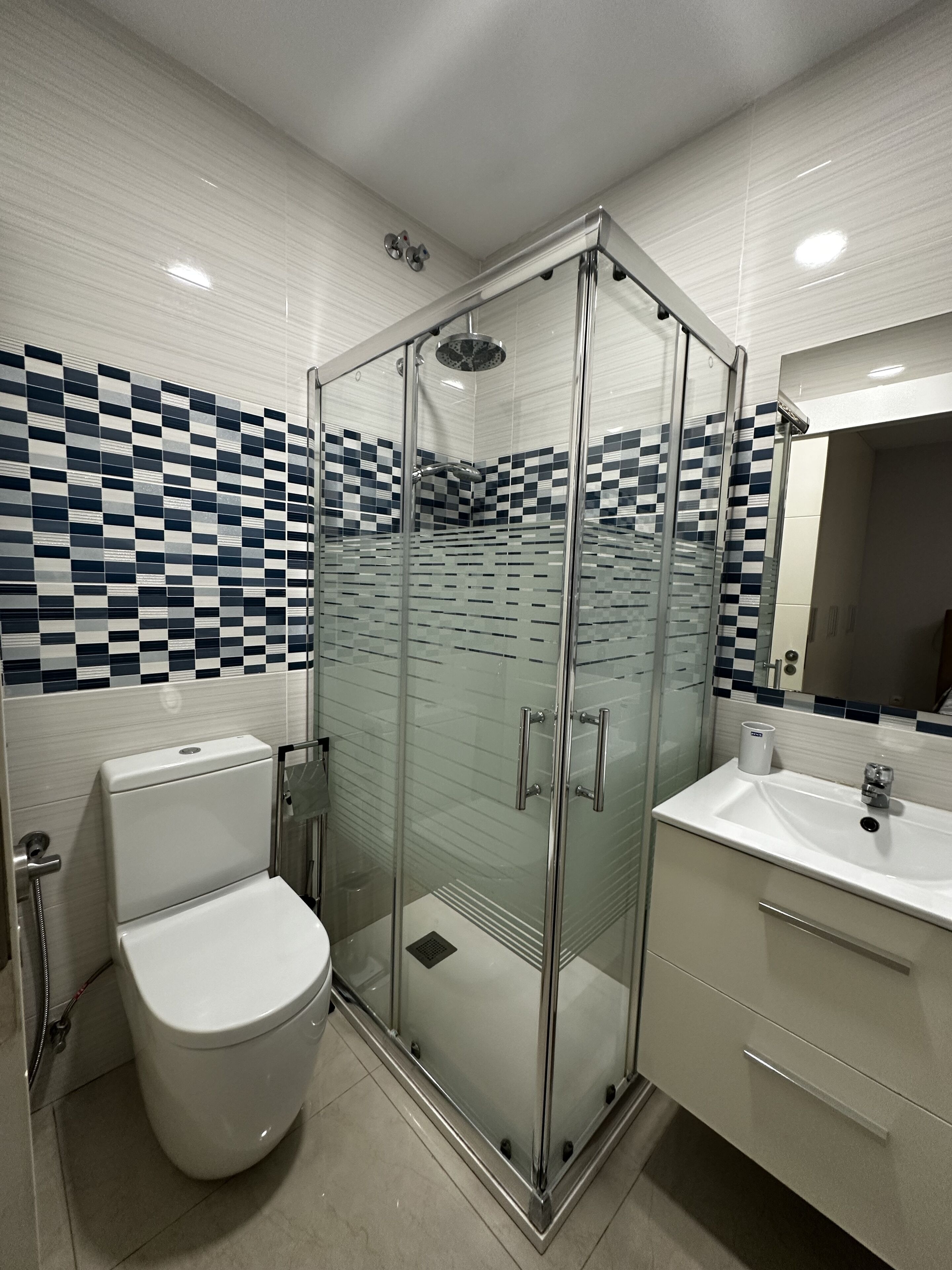 Dusche, Haartrockner, Bidet, Handtücher