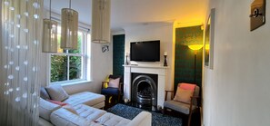 TV, fireplace, DVD player, stereo