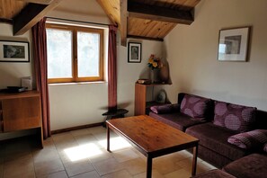 TV, DVD player, books, music library