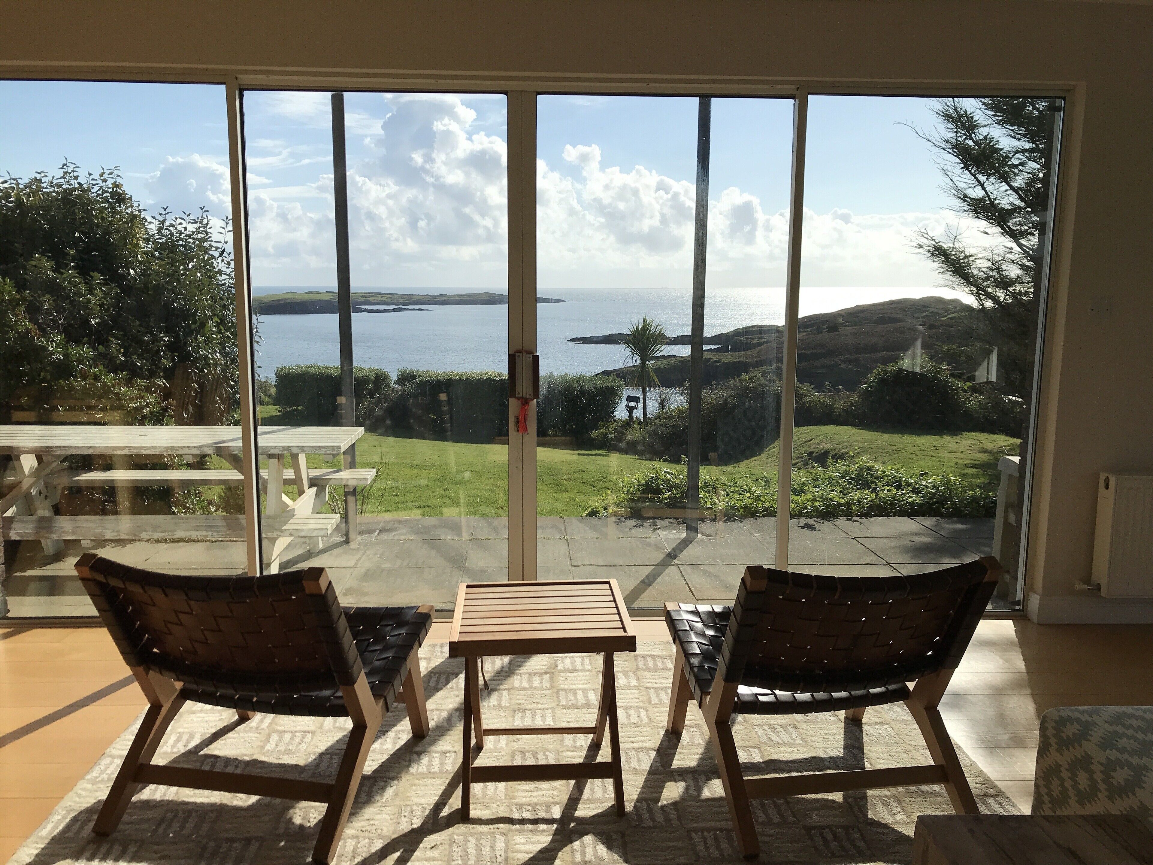 South-facing doors over Tralispean Bay