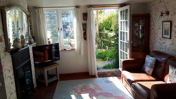 Smart-TV, Kamin, DVD-Player, Bücher