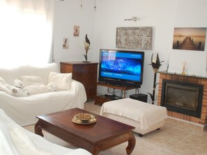 TV, fireplace