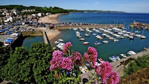 A coastal town with a marina, beach, and residential area. - Architect Designed Stunning House, In Quiet And Peaceful Stunning Location  (Tenby. Pembrokeshire)