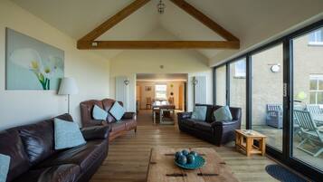 Smart TV, fireplace, video games, DVD player