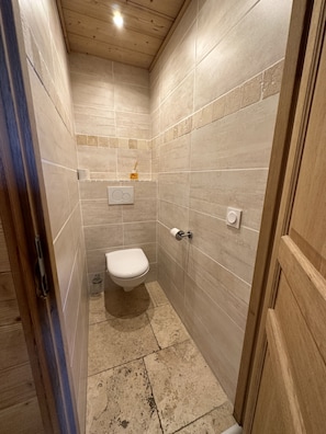 Combined shower/tub, hair dryer