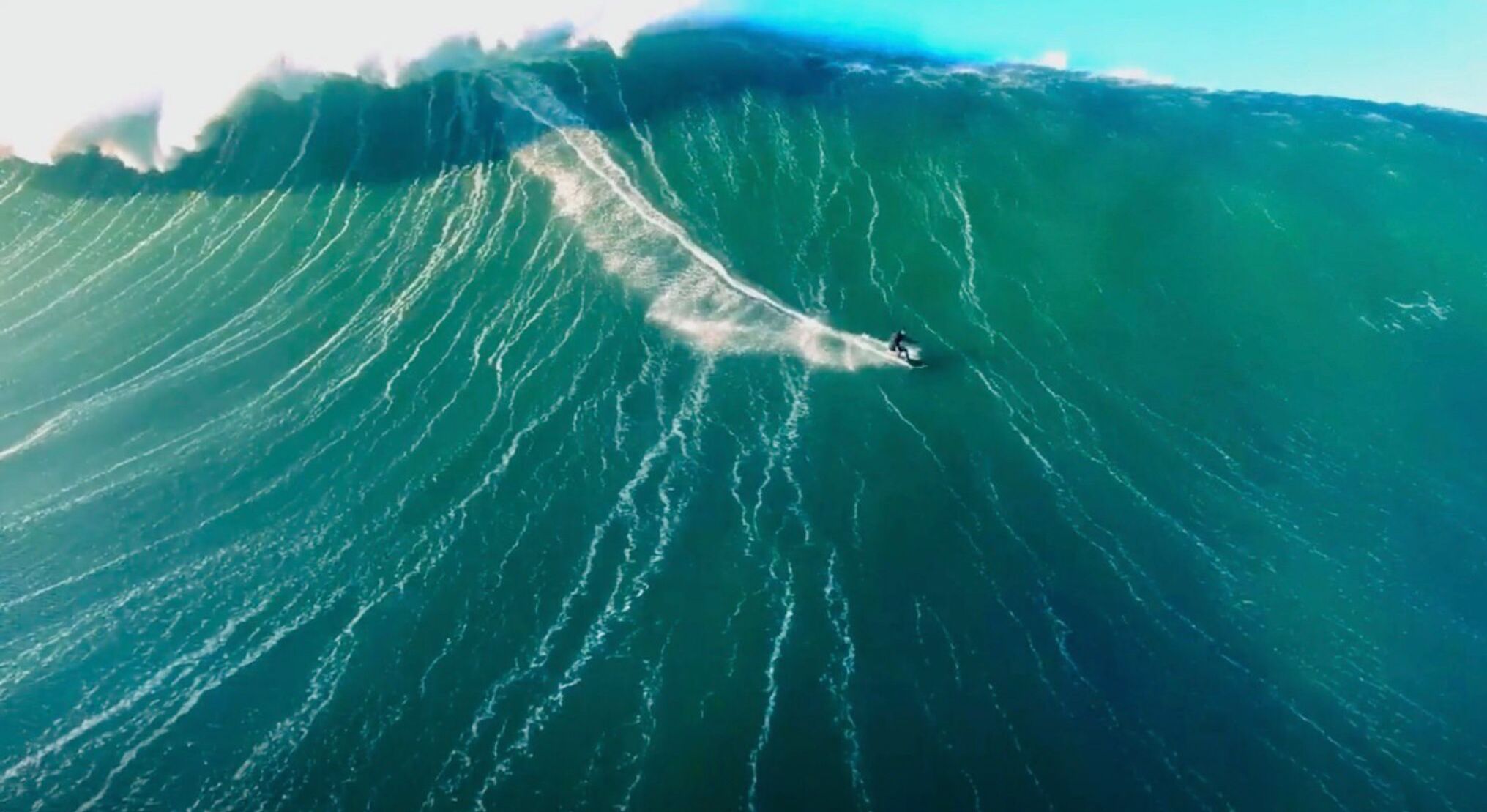 Un surfista montando una ola grande.