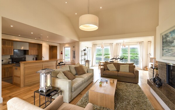 TV, fireplace, DVD player, books