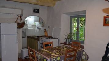 Fridge, oven, stovetop, coffee/tea maker