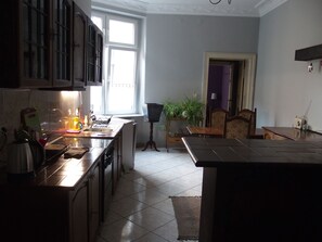 Fridge, microwave, oven, stovetop - Refined flat 150m2 in Central Poznan on trendy Jezyce district (Poznan)