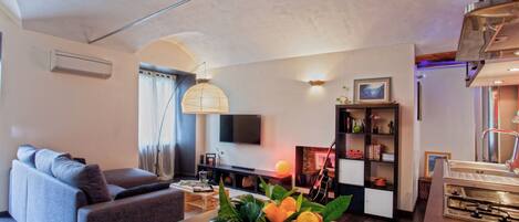 Smart TV, DVD player, books, music library