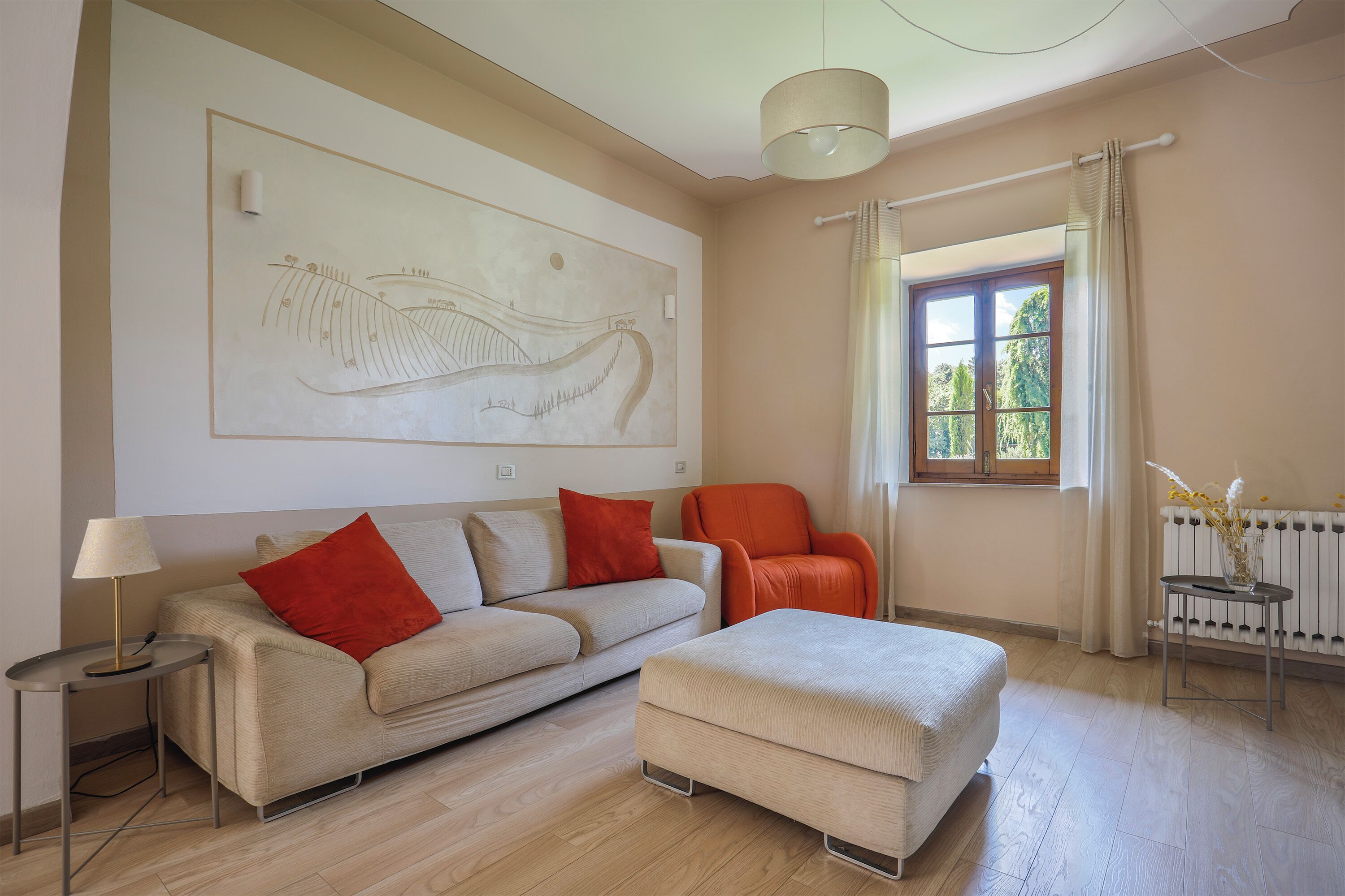 TV, caminetto, lettore DVD